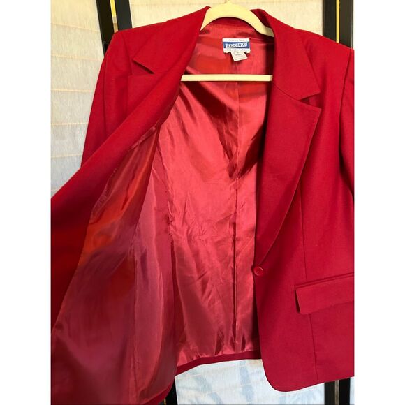 Pendleton Women’s Red Wool Blazer Jacket Size 6 100% Virgin Wool Made in USA - Picture 9 of 10